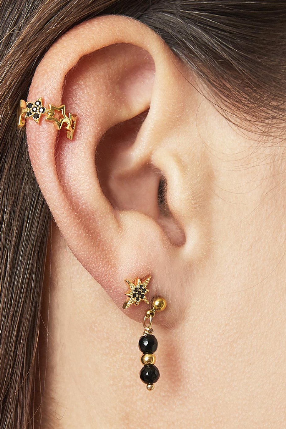 Earcuff Stars in a Row Goldfarbe Kupfer Bild2